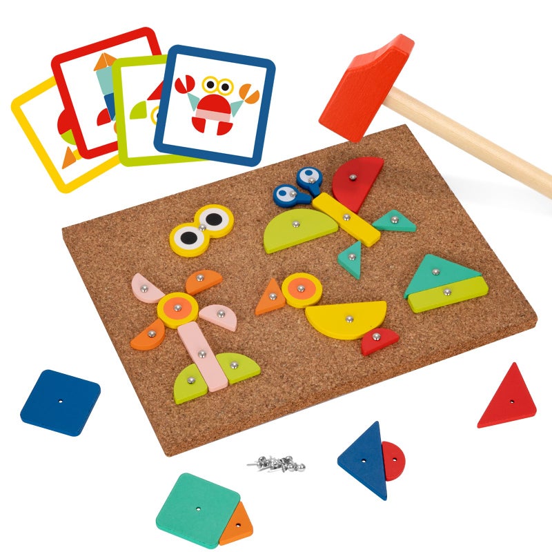TOOKYLAND Fine Motor Toys لعبة المطرقة والأظافر هي ألعاب مونتيسوري التي تمارس مهارات الأطفال العملية وتطور خيالهم للأطفال - Image 1